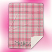Couverture Sherpa Nom de la plaque rose et blanc Monogramme |