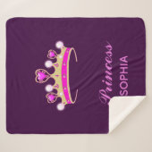 Couverture Sherpa Nom de la princesse tiara rose violet (Devant (Horizontal))