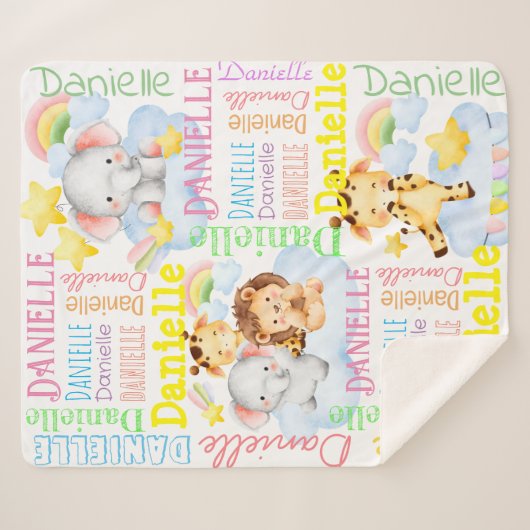 Couverture Sherpa Nom de longue fille personnalisé avec des bébés an (Devant (Horizontal))