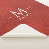 Couverture Sherpa Nom de monogramme personnalisé Revêtement en cuir (3/4)