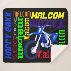 Couverture Sherpa Nom de moto de cross Typography couleur personnali
