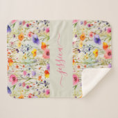 Couverture Sherpa Nom de script aquarelle de fleurs sauvages colorée (Devant (Horizontal))