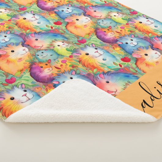 Couverture Sherpa Nom de script de motif de cochons d'Inde mignons (3/4)