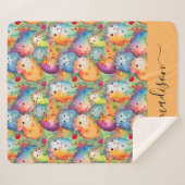 Couverture Sherpa Nom de script de motif de cochons d'Inde mignons (Devant (Horizontal))