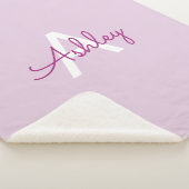 Couverture Sherpa Nom de script & monogramme | Magenta & Violet clai (3/4)