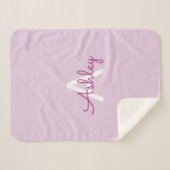 Couverture Sherpa Nom de script & monogramme | Magenta & Violet clai (Devant (Horizontal))