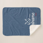 Couverture Sherpa Nom du bateau nautique Motif bleu marine (Devant (Horizontal))