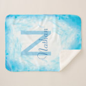 Couverture Sherpa Nom du monogramme bleu bébé personnalisé Abstrait (Devant (Horizontal))