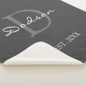 Couverture Sherpa Nom du monogramme de la famille de script blanc gr (3/4)