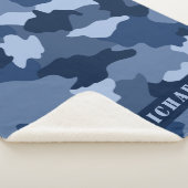 Couverture Sherpa Nom du monogramme du camouflage bleu (3/4)
