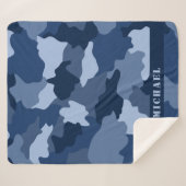 Couverture Sherpa Nom du monogramme du camouflage bleu (Devant (Horizontal))