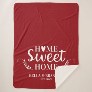 Couverture Sherpa Nom du monogramme moderne Script Red Sherpa Blanch