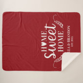 Couverture Sherpa Nom du monogramme moderne Script Red Sherpa Blanch (Devant (Horizontal))