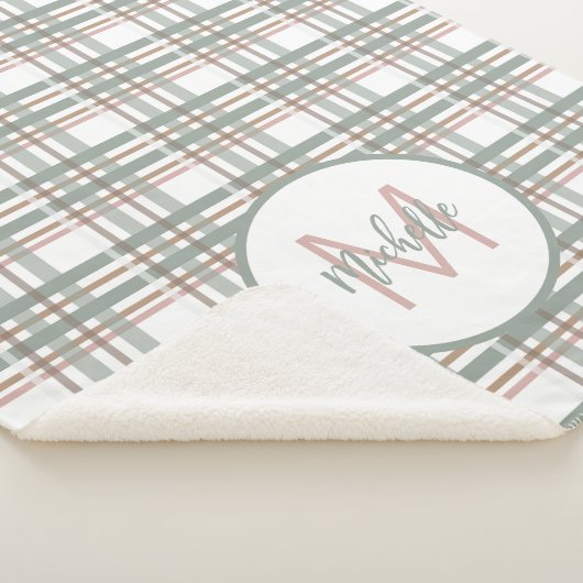 Couverture Sherpa Nom du monogramme Motif initial rose vif (3/4)