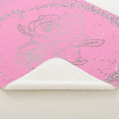 Couverture Sherpa Nom du monogramme Parties scintillant et Roses en  (3/4)