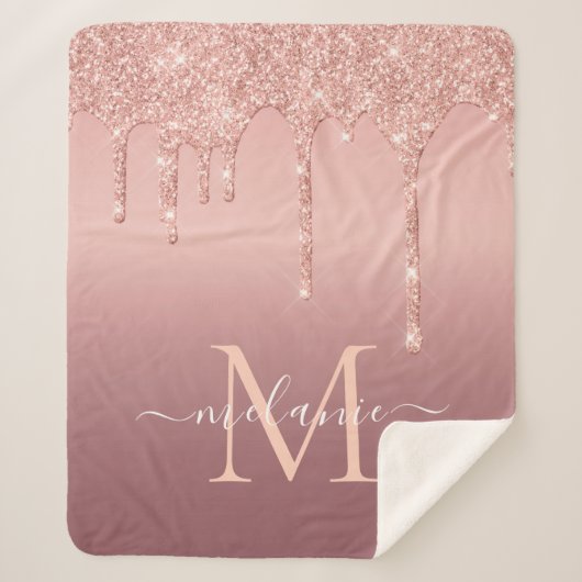 Couverture Sherpa Nom du monogramme Texte Rose Parties scintillant G (Devant)
