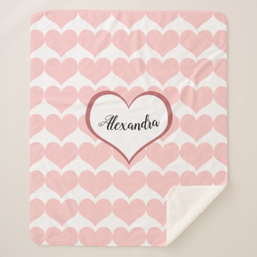 Couverture Sherpa Nom du Motif de coeur rose Monogramme Script (Devant)