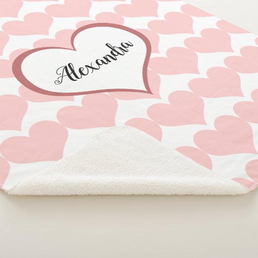 Couverture Sherpa Nom du Motif de coeur rose Monogramme Script (3/4)