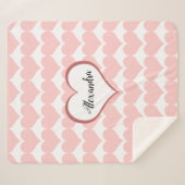 Couverture Sherpa Nom du Motif de coeur rose Monogramme Script (Devant (Horizontal))