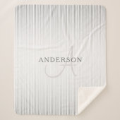 Couverture Sherpa Nom Élégant Monogramme & Gris Mince Ombre Gris Gri (Devant)