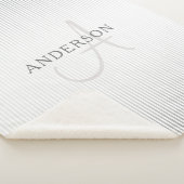 Couverture Sherpa Nom Élégant Monogramme & Gris Mince Ombre Gris Gri (3/4)