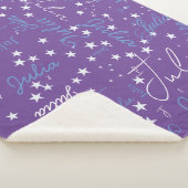 Couverture Sherpa Nom et étoiles sur violet (3/4)