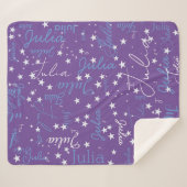 Couverture Sherpa Nom et étoiles sur violet (Devant (Horizontal))