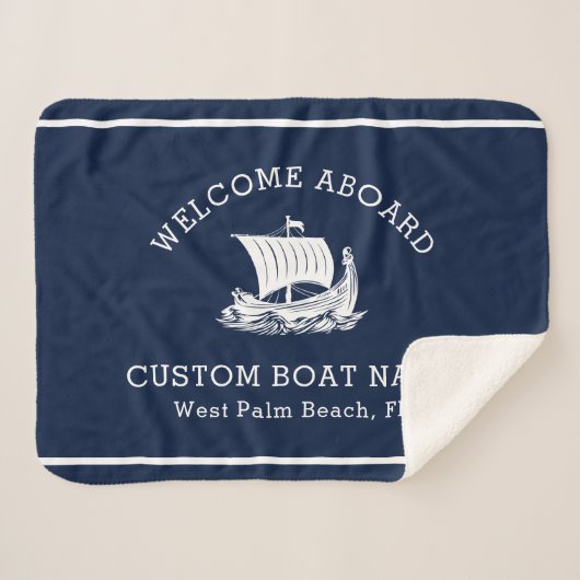Couverture Sherpa Nom et logo du bateau Nautique moderne (Devant (Horizontal))