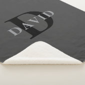 Couverture Sherpa Nom et monogramme | Gris foncé (3/4)