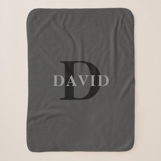 Couverture Sherpa Nom et monogramme | Gris foncé (Devant)