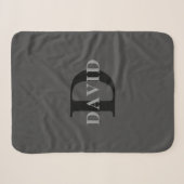 Couverture Sherpa Nom et monogramme | Gris foncé (Devant (Horizontal))