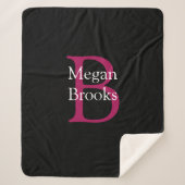 Couverture Sherpa Nom et monogramme sur fond noir (Devant)