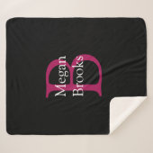 Couverture Sherpa Nom et monogramme sur fond noir (Devant (Horizontal))