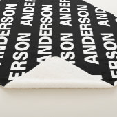 Couverture Sherpa Nom modifiable répété en gras | Blanc noir simple (3/4)