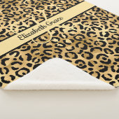 Couverture Sherpa Nom Monogramme Imprimé Léopard Noir Or Cheetah (3/4)
