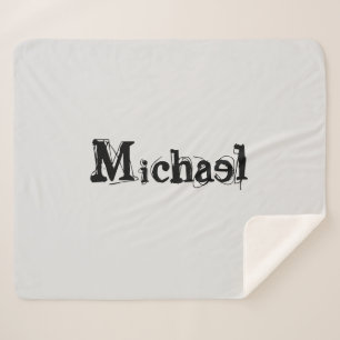 Couverture Sherpa Nom monogramme moderne minimaliste noir gris