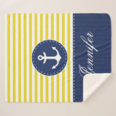 Couverture Sherpa Nom nautique bleu jaune de coutume de conception (Devant (Horizontal))