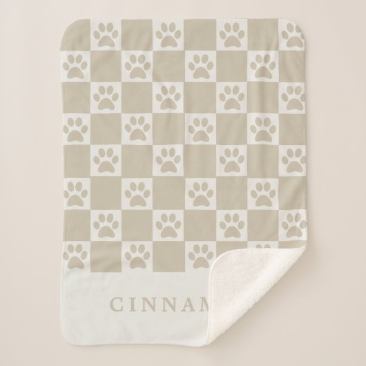 Couverture Sherpa Nom personnalisé À damiers chien neutre (Devant)