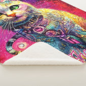 Couverture Sherpa Nom personnalisé Airbrush Pink Cat (3/4)