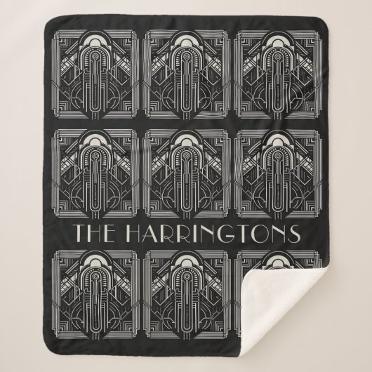Couverture Sherpa Nom personnalisé Art Déco (Devant)