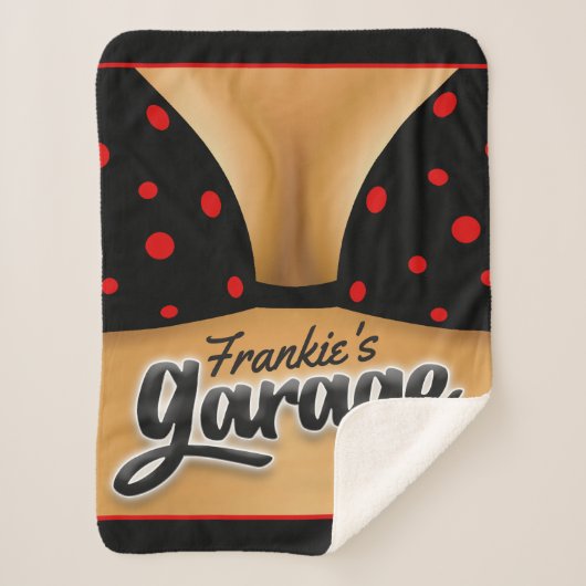Couverture Sherpa Nom personnalisé Bikini Babe Girl Man Cave Garage (Devant)