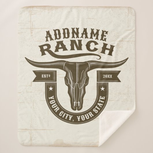 Couverture Sherpa NOM personnalisé Bull Steer Skull Western Ranch (Devant)