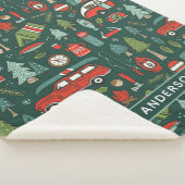 Couverture Sherpa Nom personnalisé Camping de Noël rustique (3/4)