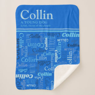Couverture Sherpa Nom personnalisé Collin signifiant nuances de bleu