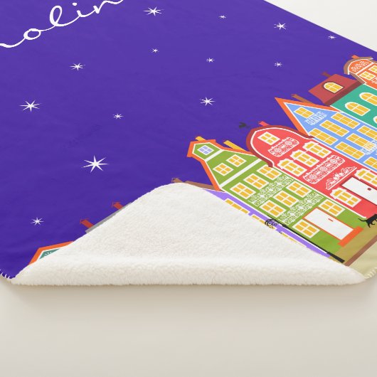 Couverture Sherpa Nom personnalisé Cute Cartoon Nuit Ville Sherpa Bl (3/4)