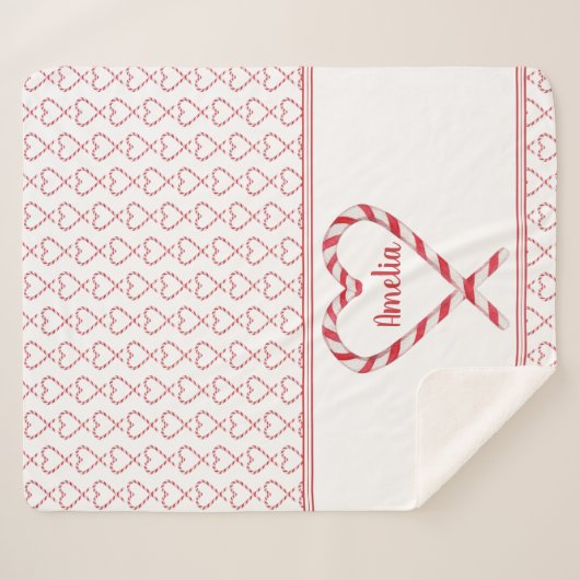 Couverture Sherpa Nom personnalisé de Noël mignon Sucre de canne Coe (Devant (Horizontal))