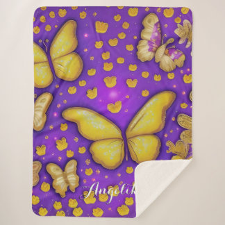 Couverture Sherpa Nom personnalisé du jardin des papillons