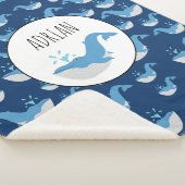 Couverture Sherpa Nom personnalisé du Motif de baleines de l'océan b (3/4)