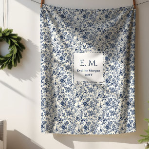 Couverture Sherpa Nom personnalisé Élégant Toile de Jouy Française C