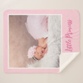 Couverture Sherpa Nom Personnalisé Et Bébé Photo Rose (Devant (Horizontal))